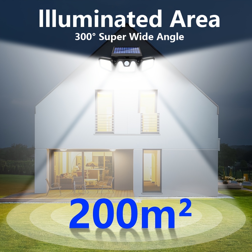 2pcs Polyhedral Lighting Wall Lights Three Sided Luminescence Solar Outdoor Lights High-Power Outdoor Motion Sensor Light Outdoor Solar Lights 300° Wide Angle Floodlight Outdoor Security Light for Patio, Garden, Yard