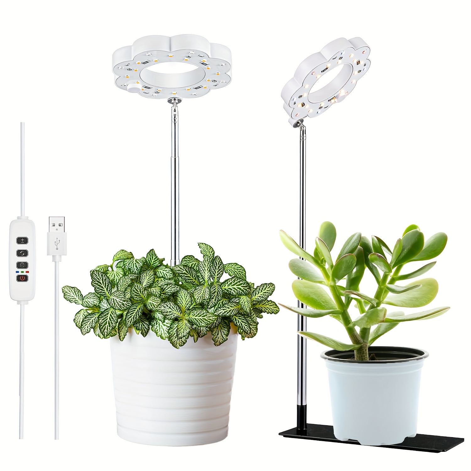 

1pc Plant Grow Light For Indoor Plants, Full Spectrum Led Plant Lights With Metal Stand, Dimmable Desktop Grow Light With Auto Timer, Small For Indoor Growth (no Plug)