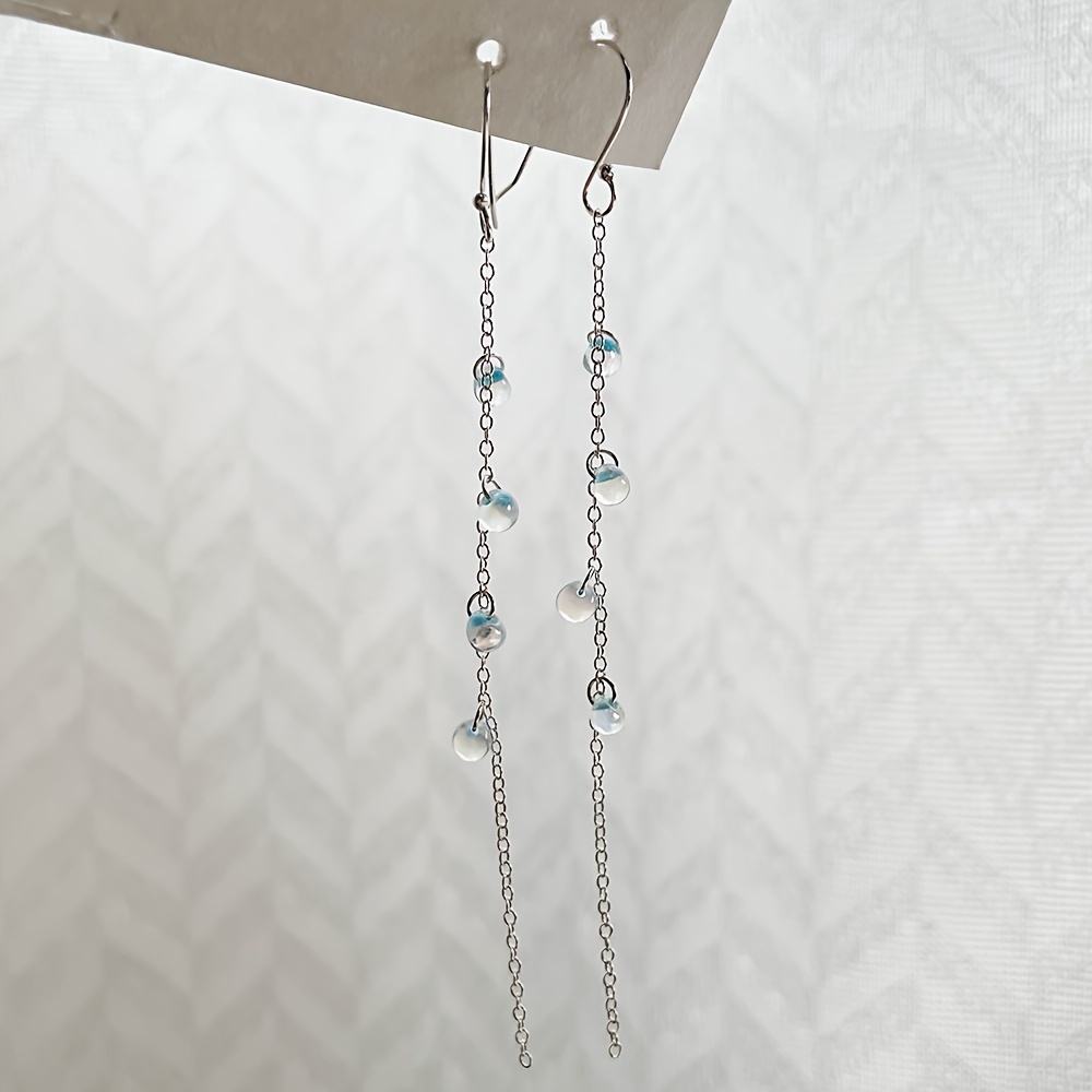 925 Silver Tassel Earrings with Resin Dangles - Nautical Style