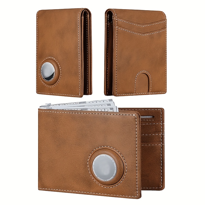 TEMU Men's Slim-fit Wallet, Rfid-blocking, With Holder, Bifold, Chest Pocket, Minimalist, Credit Card Wallet, Carbon Fibre Wallet-perfect For Festive