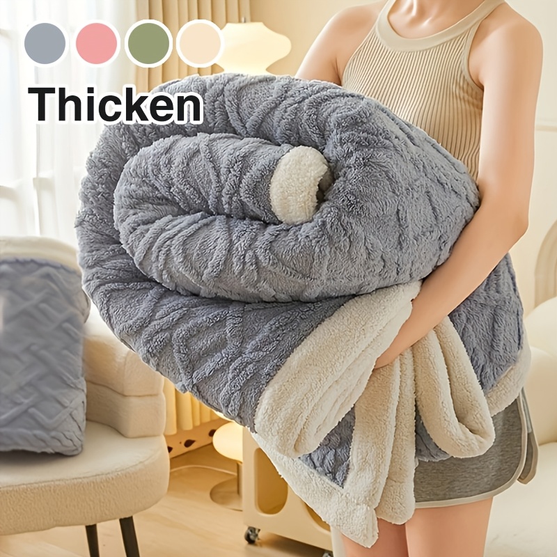 

1pc Ab Version Double-sided Thickened Warm Velvet Blanket Throw Blanket Soft Blanket For Sofa Couch Office Bed Camping Travelling