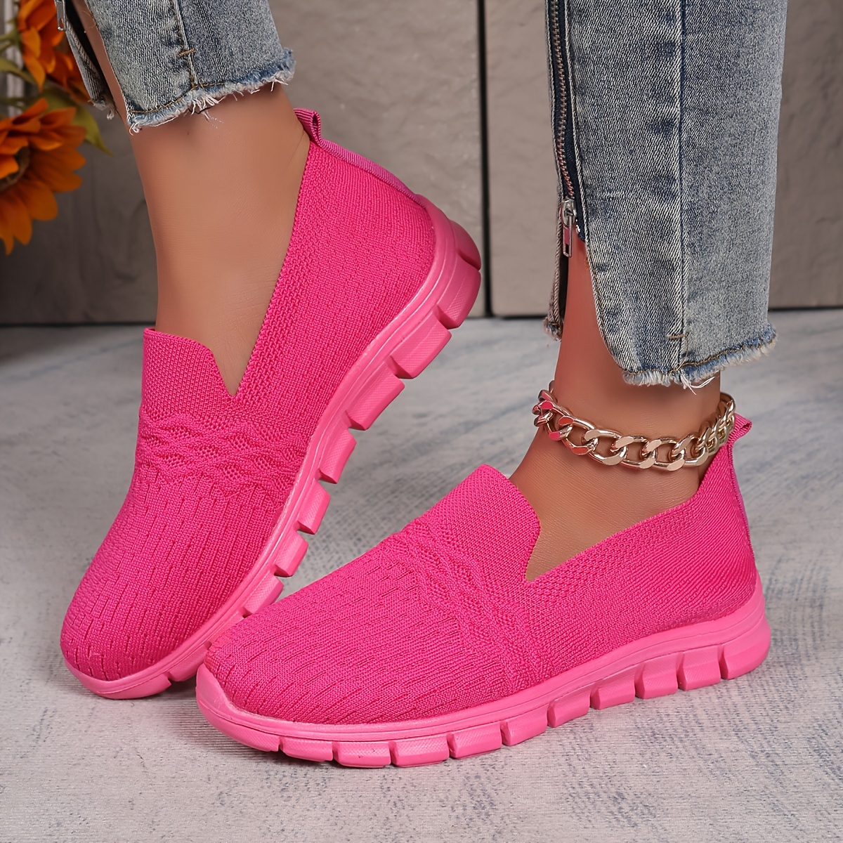 TEMU Women's Low-top Sneakers - Slip- Casual Shoes With Round Toe & Cushioned Sole, Soft Fabric Upper &, - Comfortable Walking Shoes Suitable For