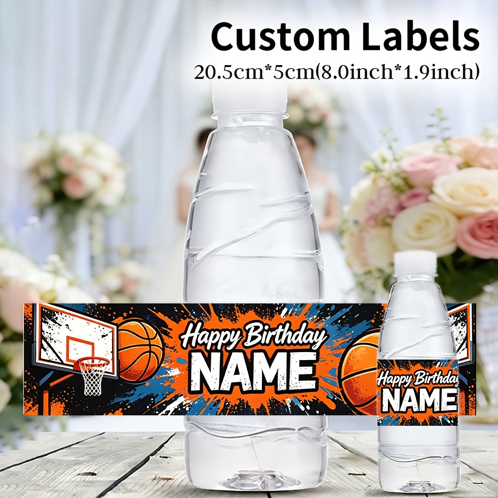 TEMU 10/20pcs Basketball-themed Birthday Party Stickers Personalized Custom Name Happy Birthday Basketball Hoop Basketball Pattern Suitable For