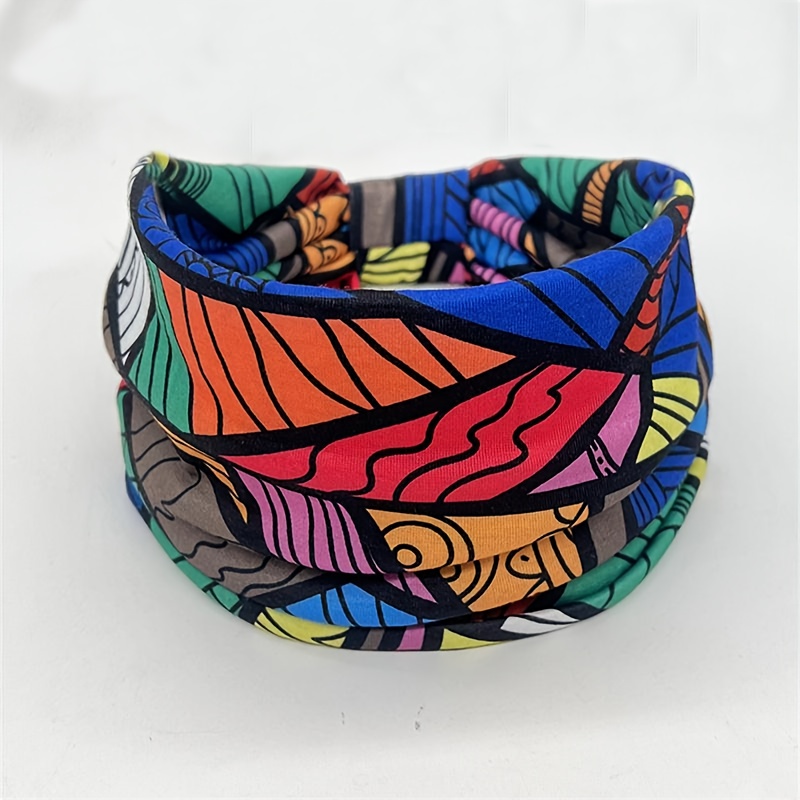 TEMU 1/4 piezas de Mujer Estilo Bohemio, Banda Deportiva Absorbente de , Vintage, Elástica, Antideslizante, Ancha, Pañuelo para el Cabello para Yoga,
