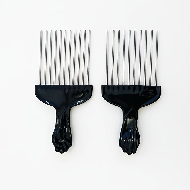 TEMU 2pcs Peigne à cheveux noirs, peigne Afro pour cheveux, outil de coiffure de pour hommes et femmes pour cheveux bouclés épais enchevêtrés