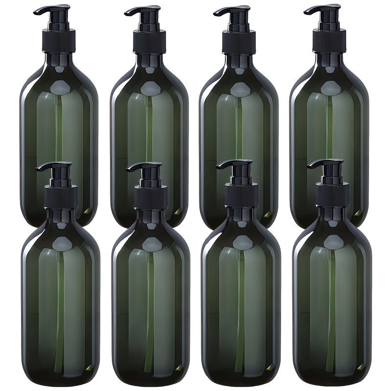TEMU Set Of 8 High-quality Bottles, Available In 300ml And 500ml Sizes, Featuring Green And Amber Colors. Empty Plastic Pump Dispensers Are Perfect