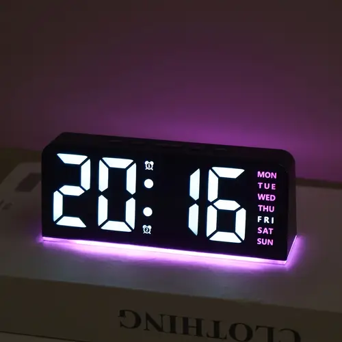 compact size innovative led digital alarm k with atmosphere light date display usb powered adjustable brightness flat shape multi functional home decor