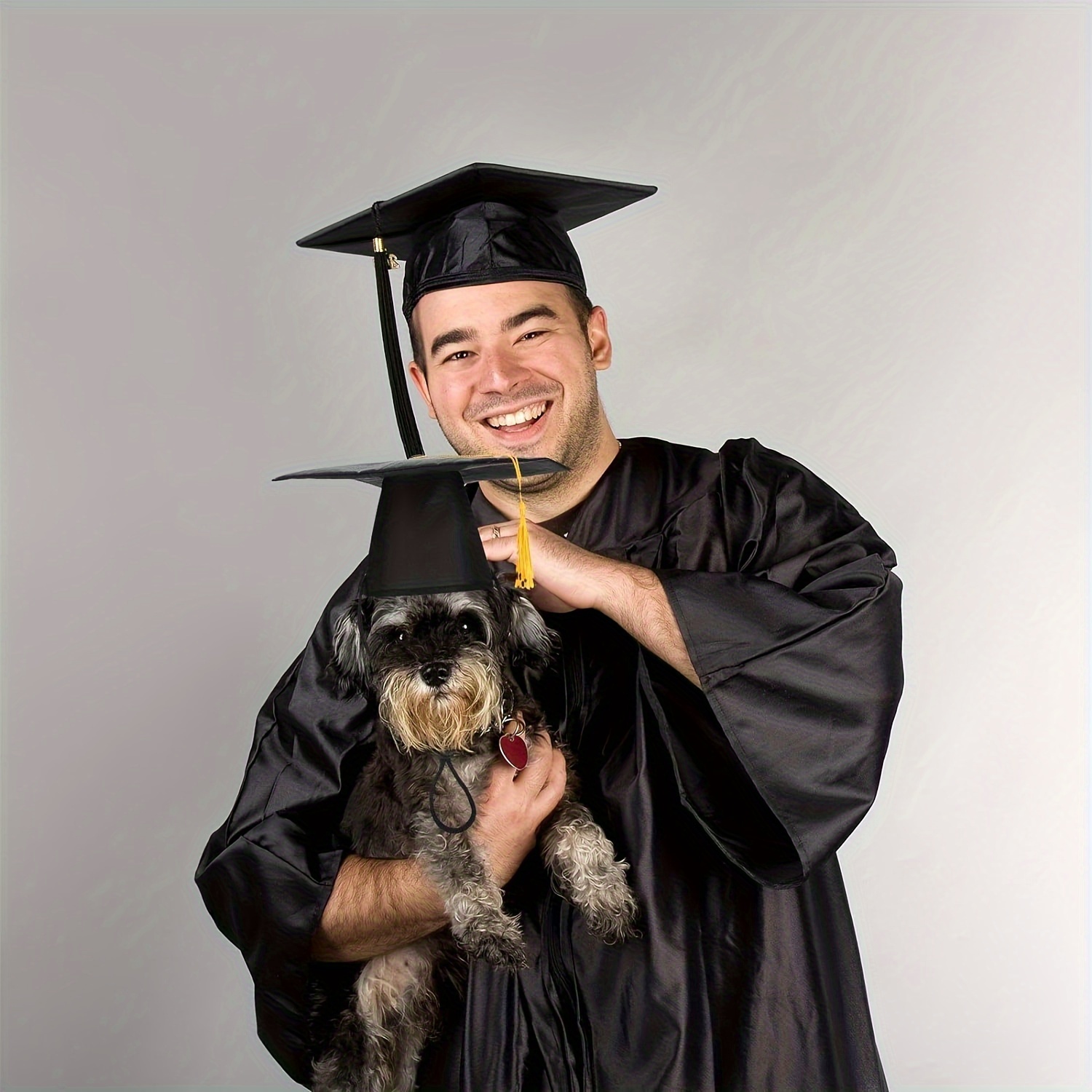 POPETPOP Pet Dog Black Graduation Hat With Yellow - Creative Dogs Graduation Costume - Dog Degree Graduation Cap For Daily Party Headgear Decoration