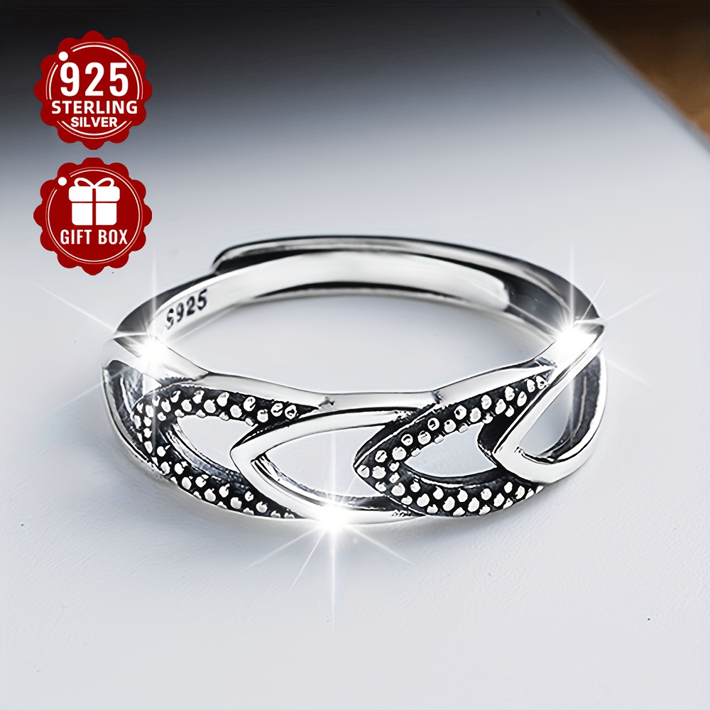 

Trendy Geometric Hollow Ring In Sterling Silver (about 2.13g), Simple And , With A Cool And Style, Suitable For Finger.