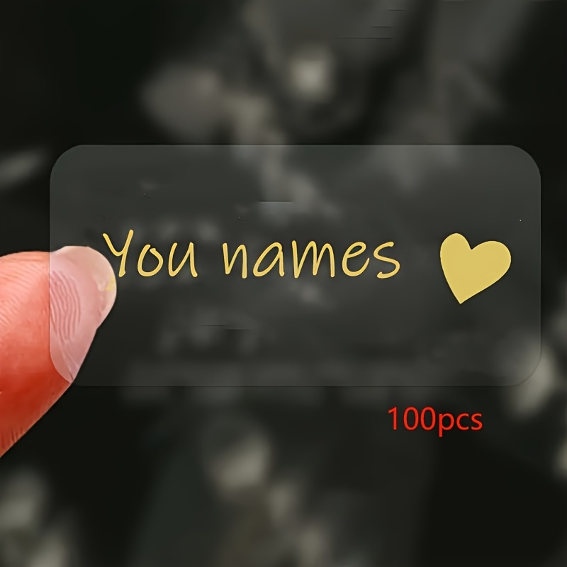 TEMU 100pcs Custom Carbon Golden Rectangular Labels, Love Stickers, Stickers - Custom Stickers, Party Stickers, Wedding Stickers Rectangular Stickers