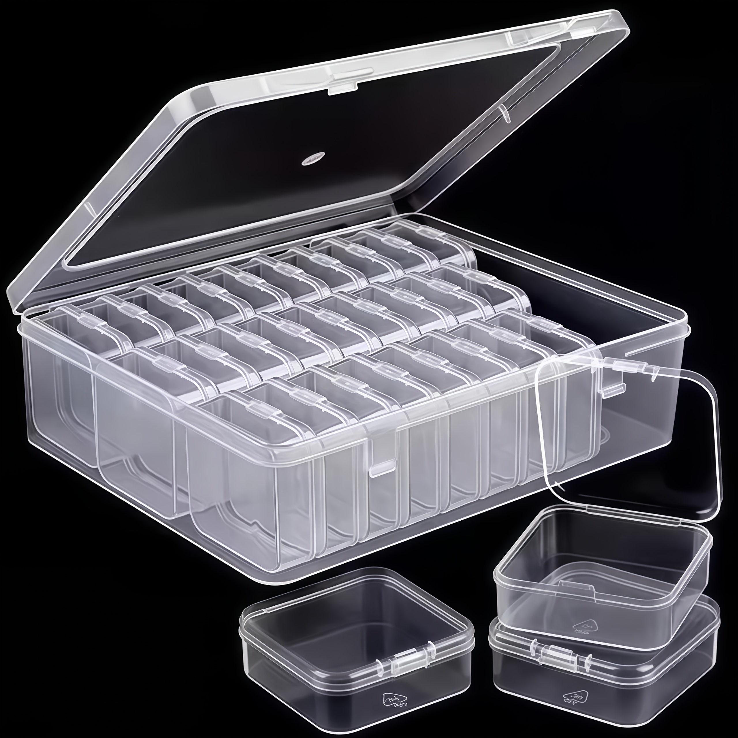 TEMU Zxf - Ensemble de boîtes de rangement en plastique (30 petites boîtes et boîte), organisateur de tiroir de bureau, boîte de rangement pour