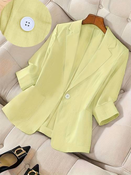 bk260321327 2026 new premium solid color single breasted suit elegant three quarter sleeve comfortable breathable commuter casual jacket elegant style suitable for summer and autumn versatile suit