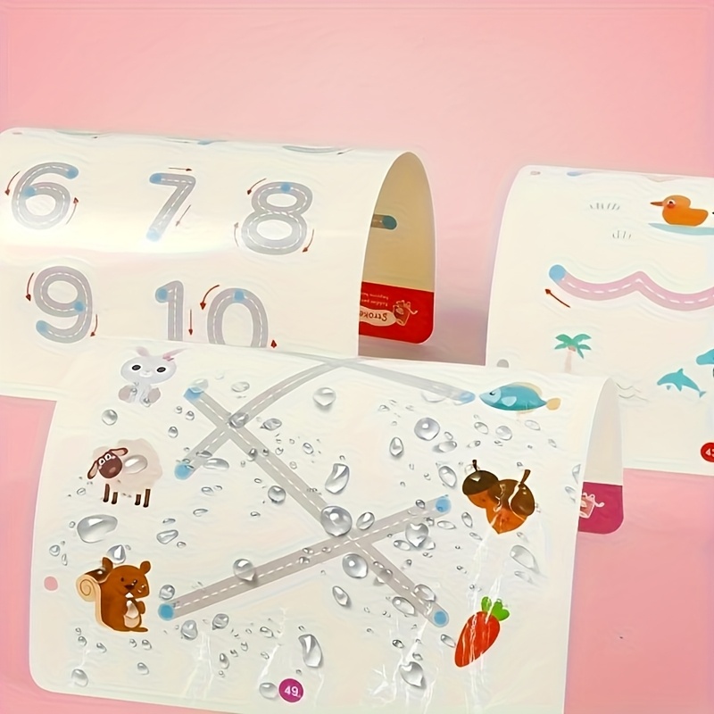 Reusable Magic Practice Book Set, Mixed Colors, Paper, Suitable for 3-8 Year Olds Early Number and Letter Writing Practice, Pen Control Training and Drawing Education, Learning Writing Skills Developmen