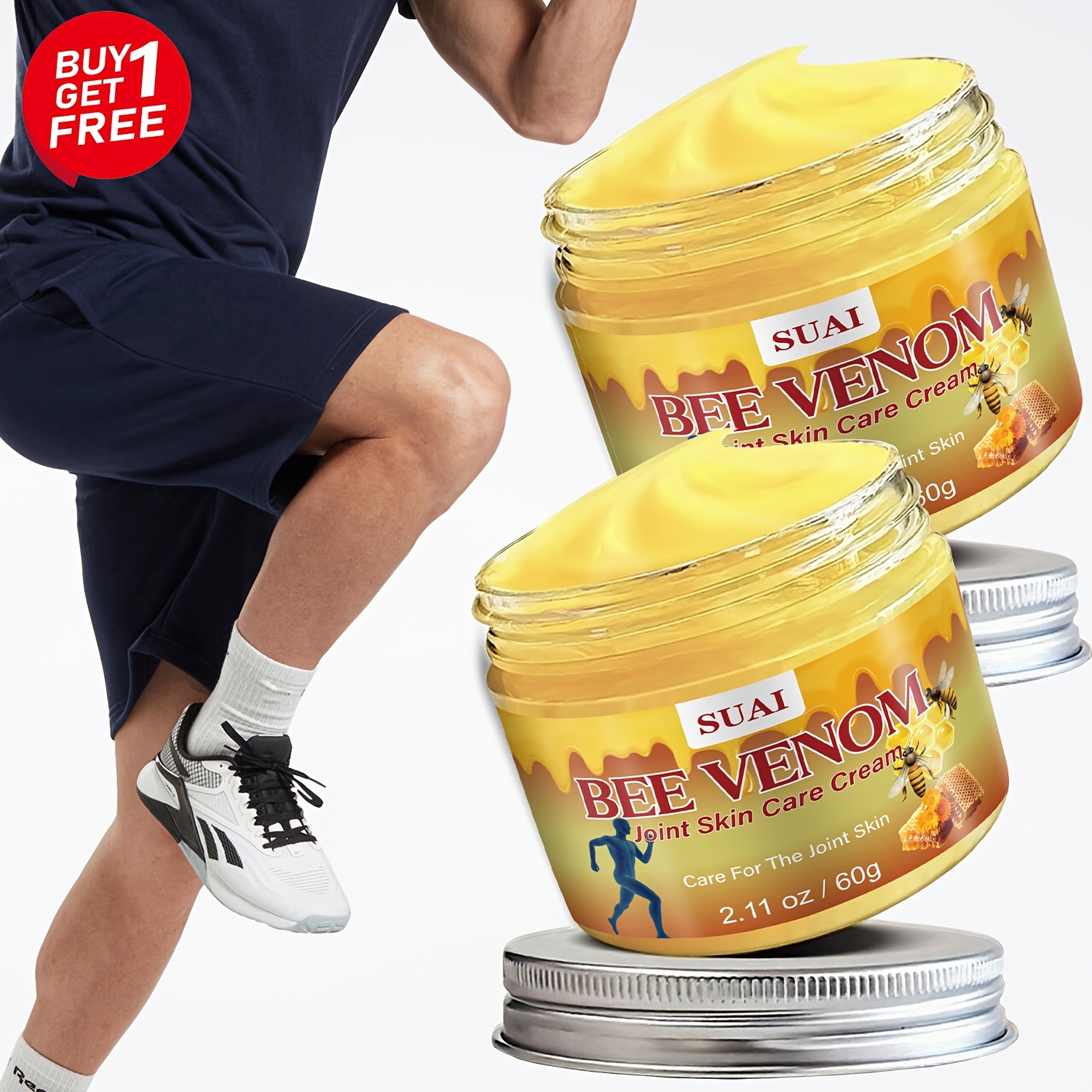 2pcs extra strong bee   joint skin care cream moisturizing massage cream hydrates and moisturizes long   for joint skin quickly absorbs body massage and care for hands feet   knees and waist joints 60g