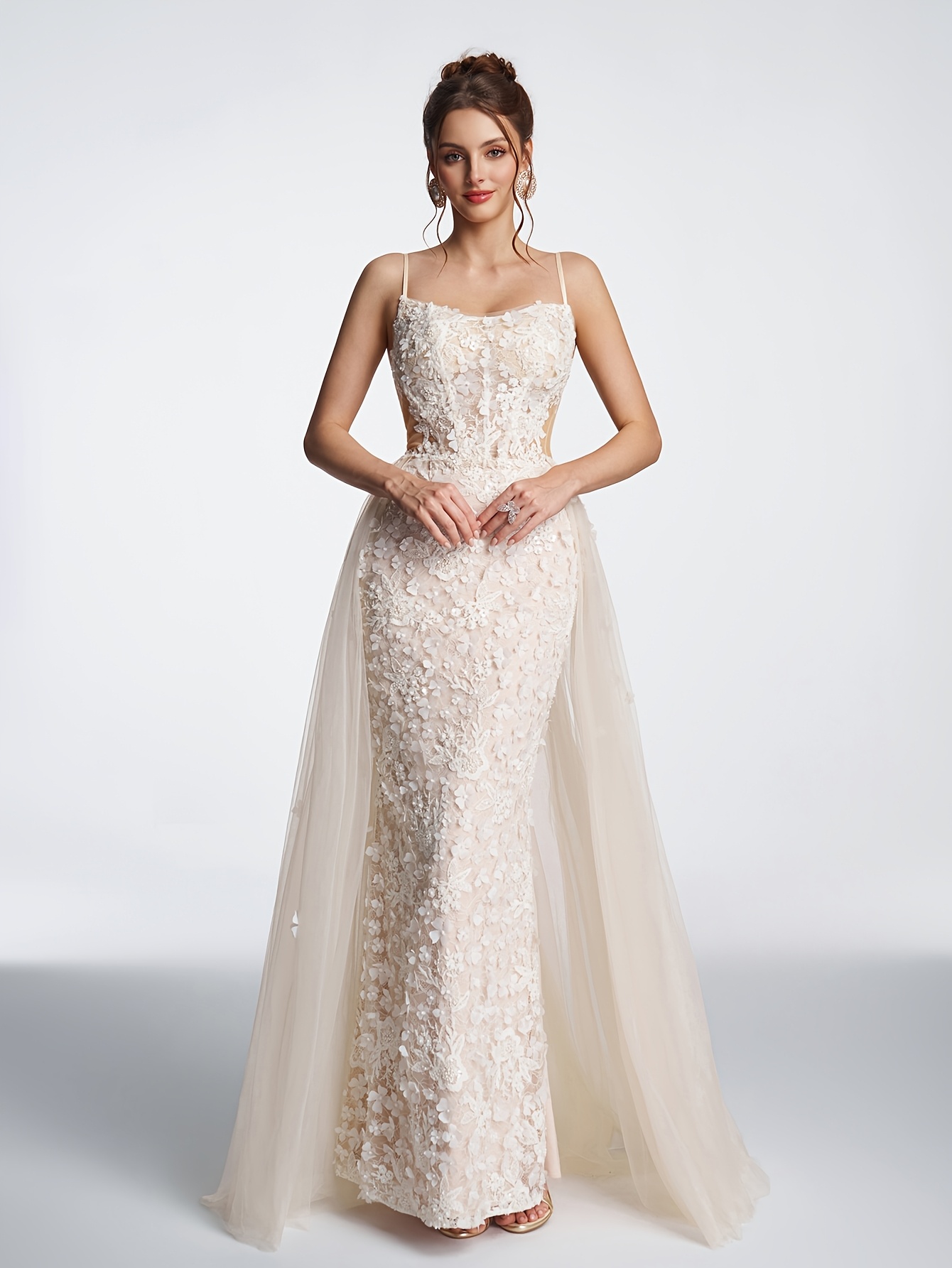 chinese dress ladies Floral Lace Overlay Maxi Dress main image 1