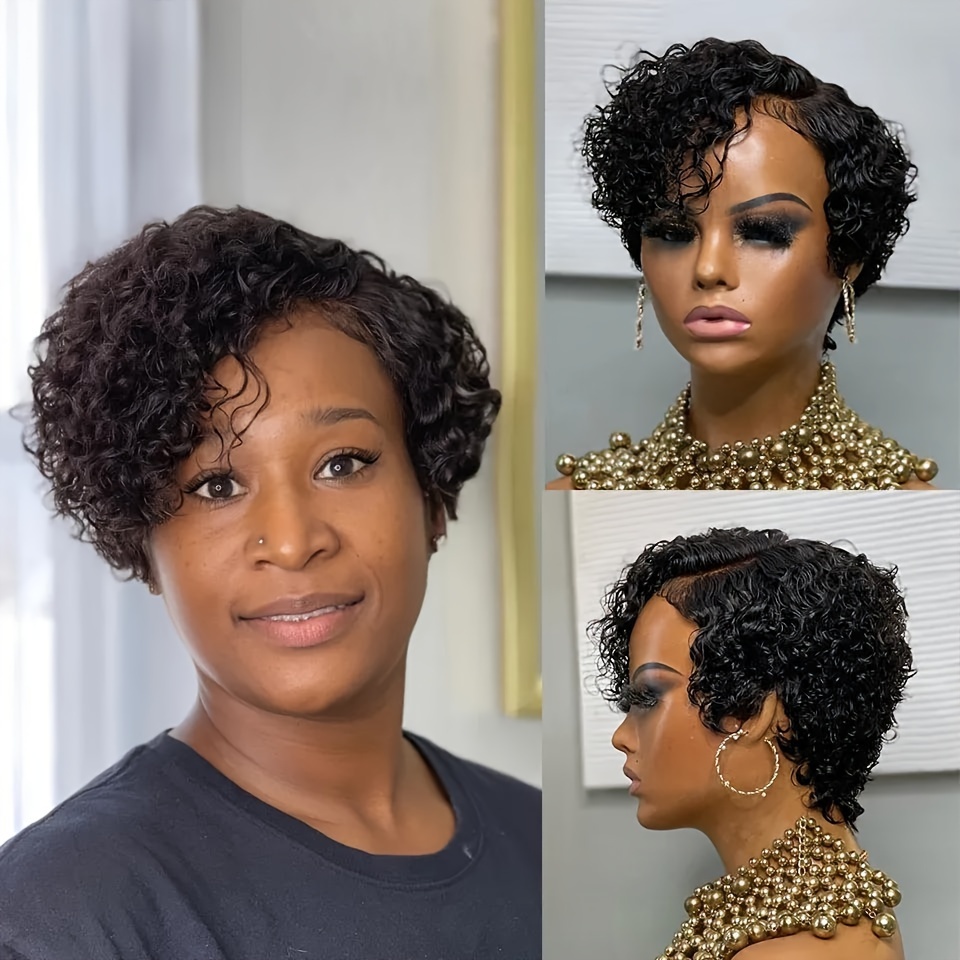 

Short Curly Pixie Cut Wig 13x4x1 Lace Front Wigs Human Hair Wigs For Women Natural Looking For Daily Use