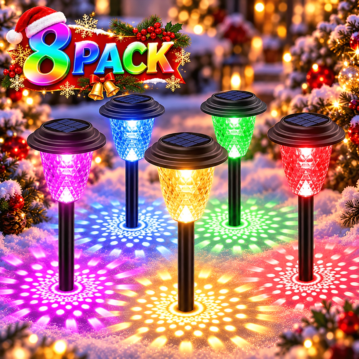 TEMU 8pcs Upgraded Solar Outdoor Lights, Bright Solar Garden Lights, Automatic Solar Lights Outdoor, For Garden Halloween View Lawn Terrace Walkways