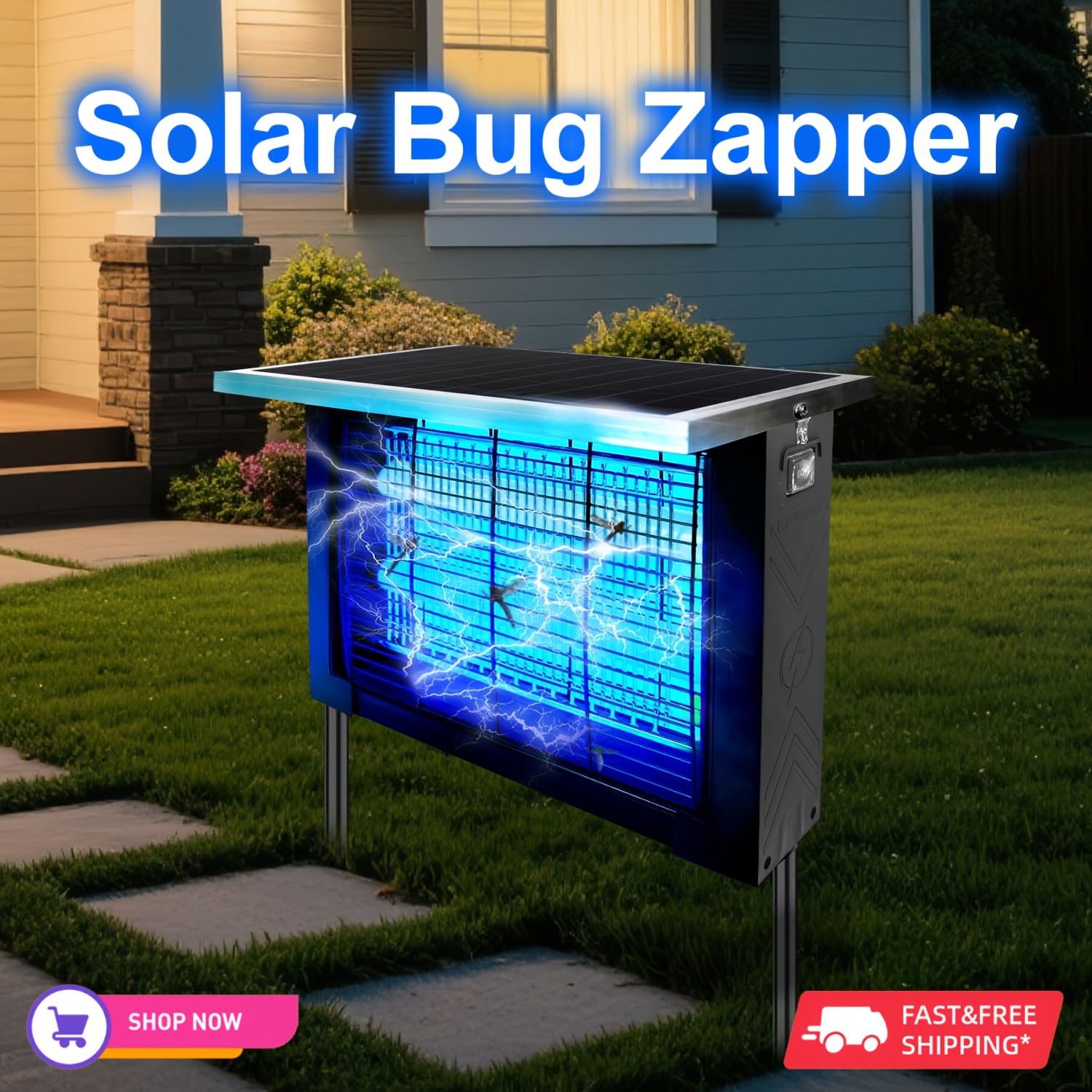 powerful large solar bug zapper outdoor for 2000sq ft poartable rechargeable mosquito zapper with high powered cordless solar fly zapper for patio garden backyard rv camping pond pest control
