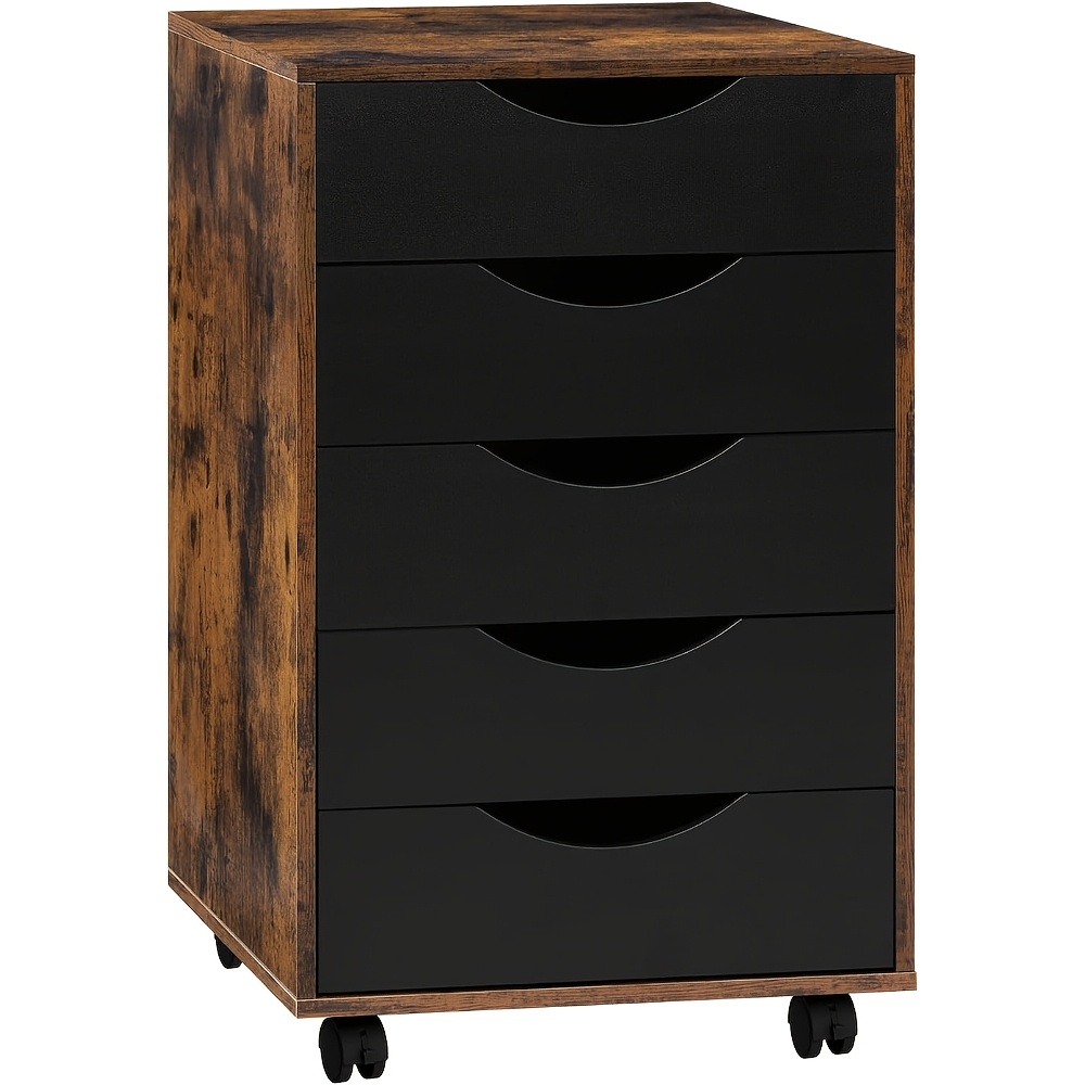 Image of 1pc Filing Cabinet, Chest Of Drawers, Rolling Filing Cabinet With 5 Drawers, Removable Filing Cabinet, Office Filing Cabinet, Desk Base Cabinet, For Office, Study, Living Room, Bedroom
