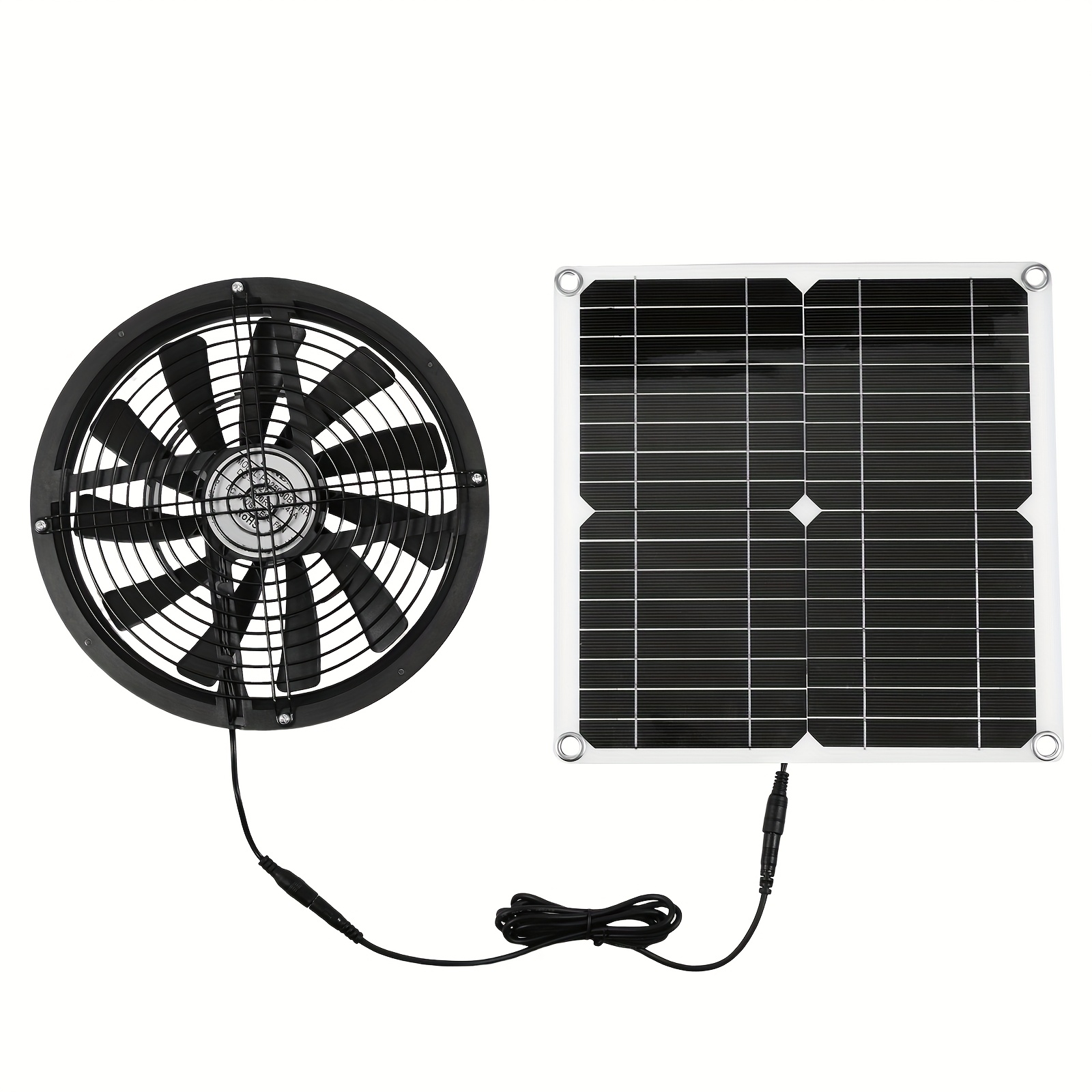 TEMU Solar Fan, 100w Solar Panel And Round Fan With For Small Chicken Coops, Greenhouses, Sheds, Pet Houses, Window Exhaust - 1/2pcs 17599289838316