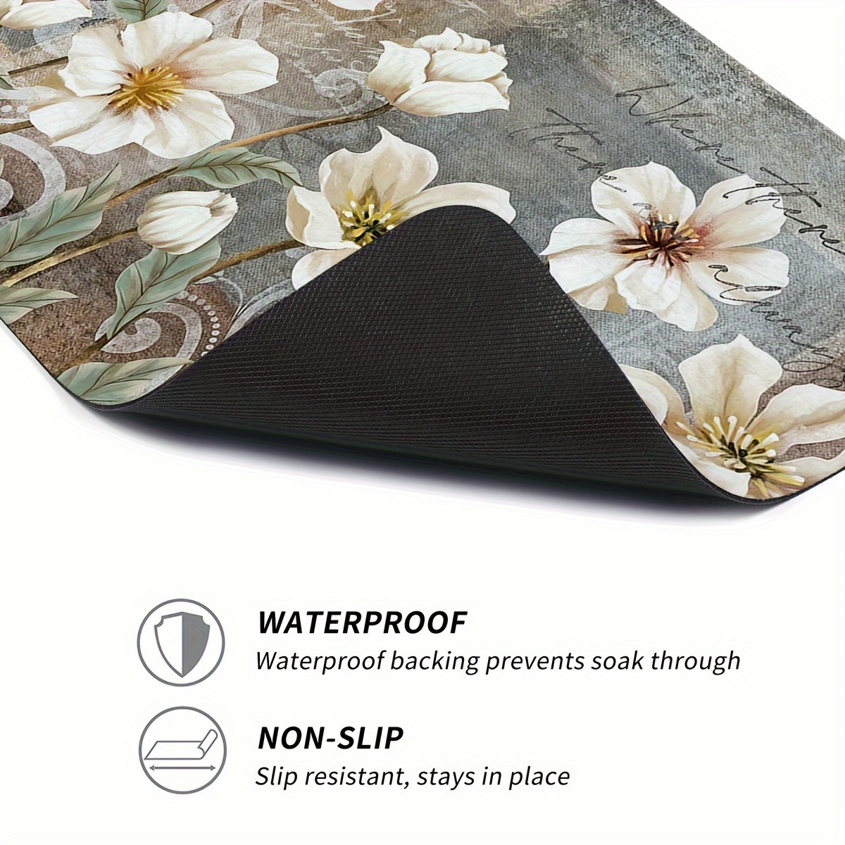 white floral print washing machine dust cover mat quick dry absorbent countertop pad for laundry and kitchen microwave and refrigerator dust cover 19 7x23 6 inches details 9