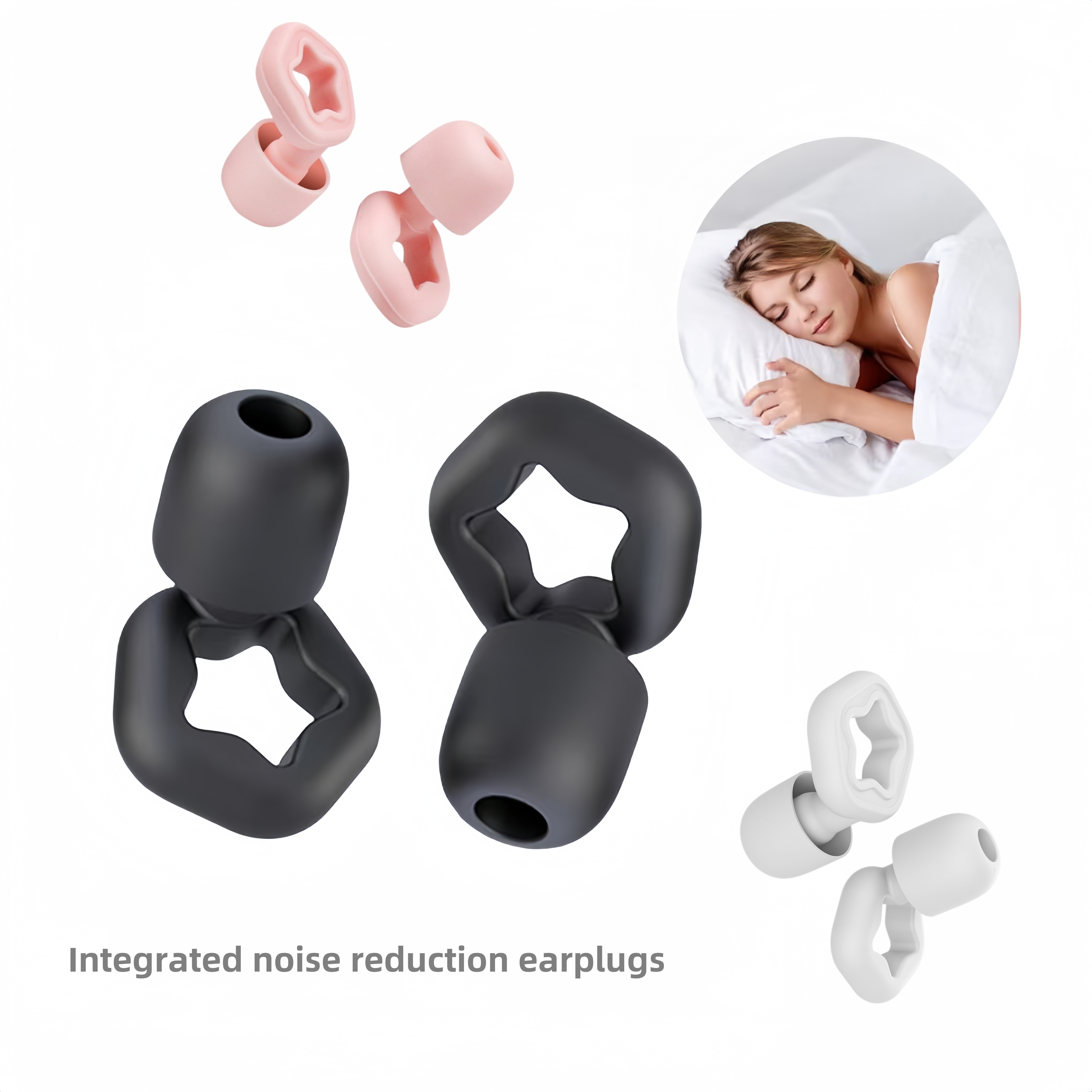 

3 Pairs Reusable Silicone Earplugs For Sleeping - Ideal For Snoring, Studying & Concerts, Swimming