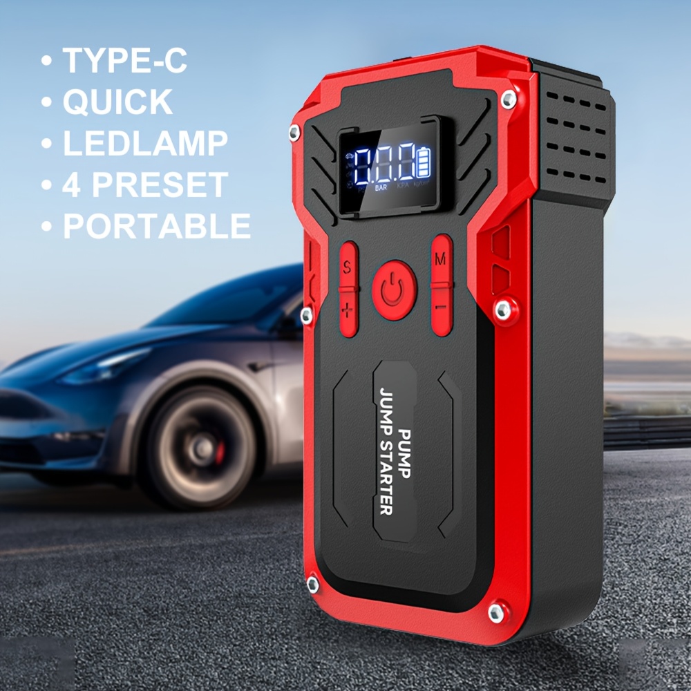 1 kos avtomobilski zaganjalnik z zračnim kompresorjem, 2v1 večnamenski avtomobilski zaganjalnik in napajalnik, 150PSI digitalna črpalka za