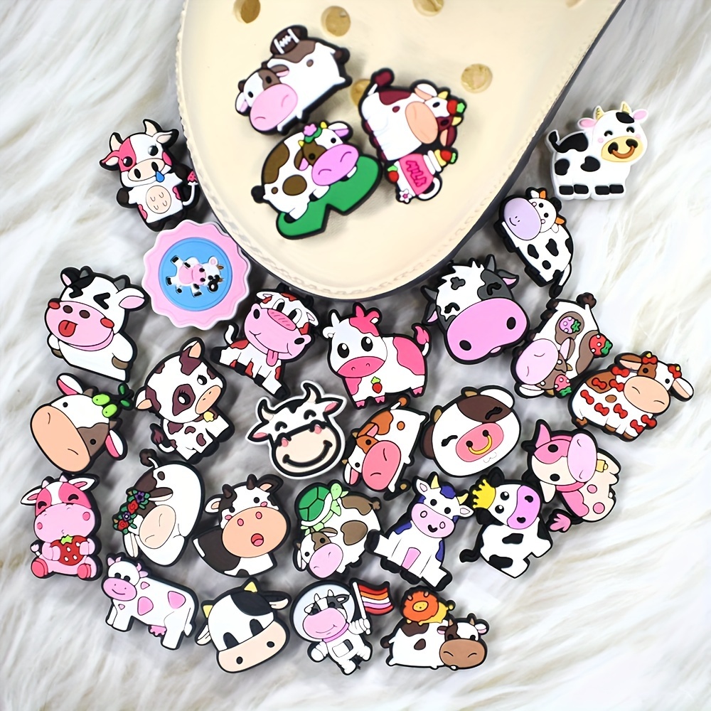 

29-piece Set Cute Ox-themed Soft Pvc Shoe Charms, Animal Design Shoe Buckles For Garden Sandals Decoration, Compatible With Clog Accessories