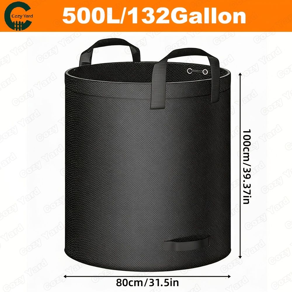 TEMU 1pc Garden Trash Bags (black), Large Capacity (300l/120l//60l), Industrial Fabric Yard Waste Bags For Lawn, Leaves, Branches, Grass, Lawn Care,