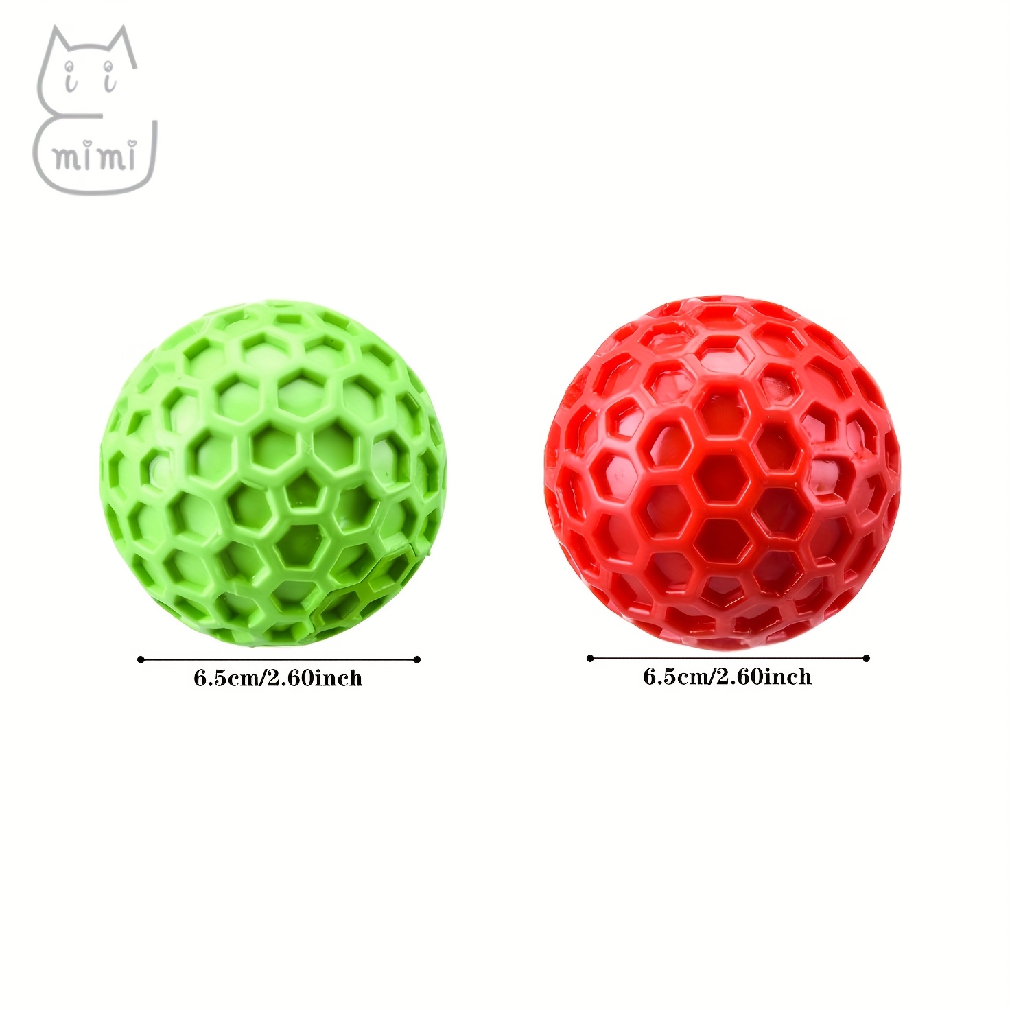 TEMU 2pcs Mimi Colorful Honeycomb Squeaky Dog Balls - Durable, Soft Thermoplastic Rubber Chew Toys For Aggressive Chewers, Easy To Clean, Dog Breeds & Sizes, Battery-free