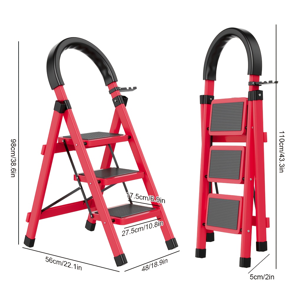TEMU Marchepied Pliable, Tabouret Portable Multifonctionnel , Plateforme Large Antidérapante, Structure de Support Stable, Léger & Durable, Compacte
