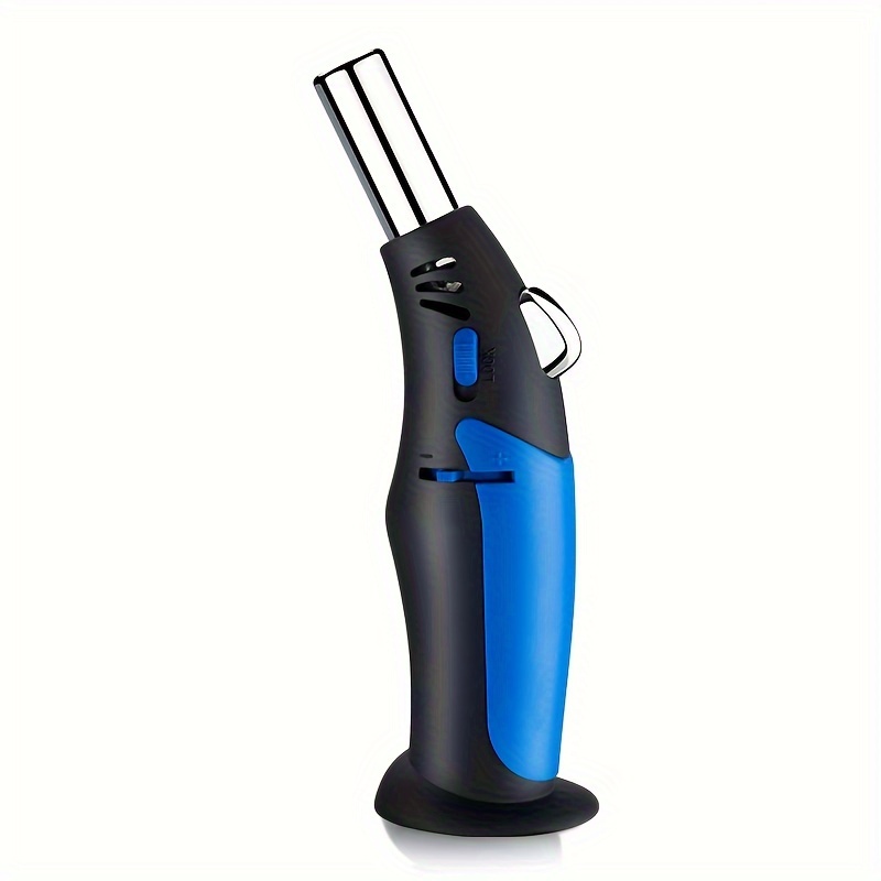 TEMU (without Butane Gas) Windproof Inflatable Butane Lighter - Adjustable High-temperature Flame (1300°f) With Safety Lock, Durable Plastic/metal
