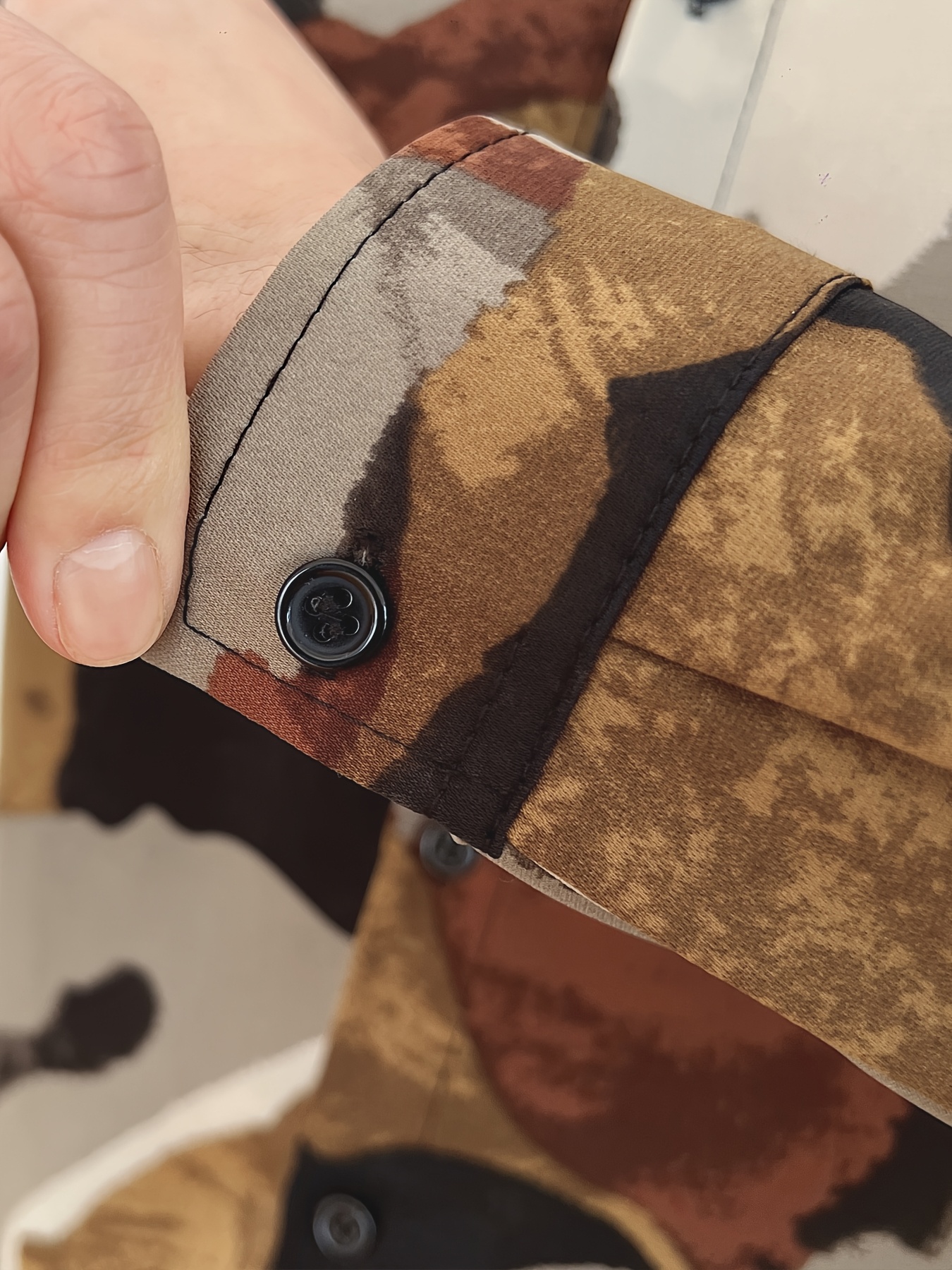 Men'S Casual Summer Beachwear - Soft, Long Sleeve Button-Up Shirt with Camouflage Print, Lightweight Polyester, Perfect for Vacation or Leisure Activities, Vacation Clothing | Stylish Casualwear | Soft Texture Shirt