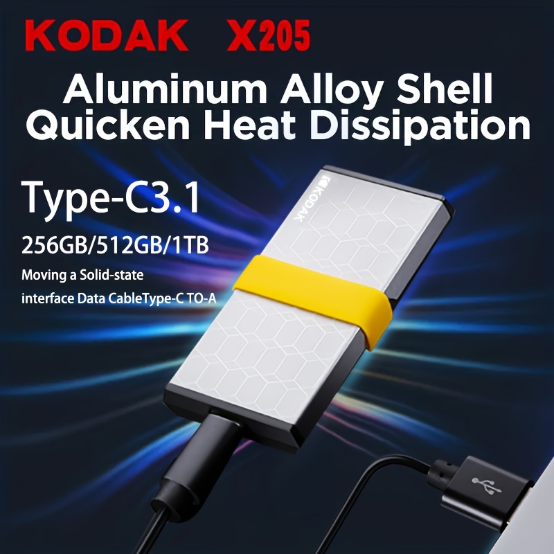 KODAK-Mini disque dur externe SSD portable, 256 Go, 512 Go, 1 To