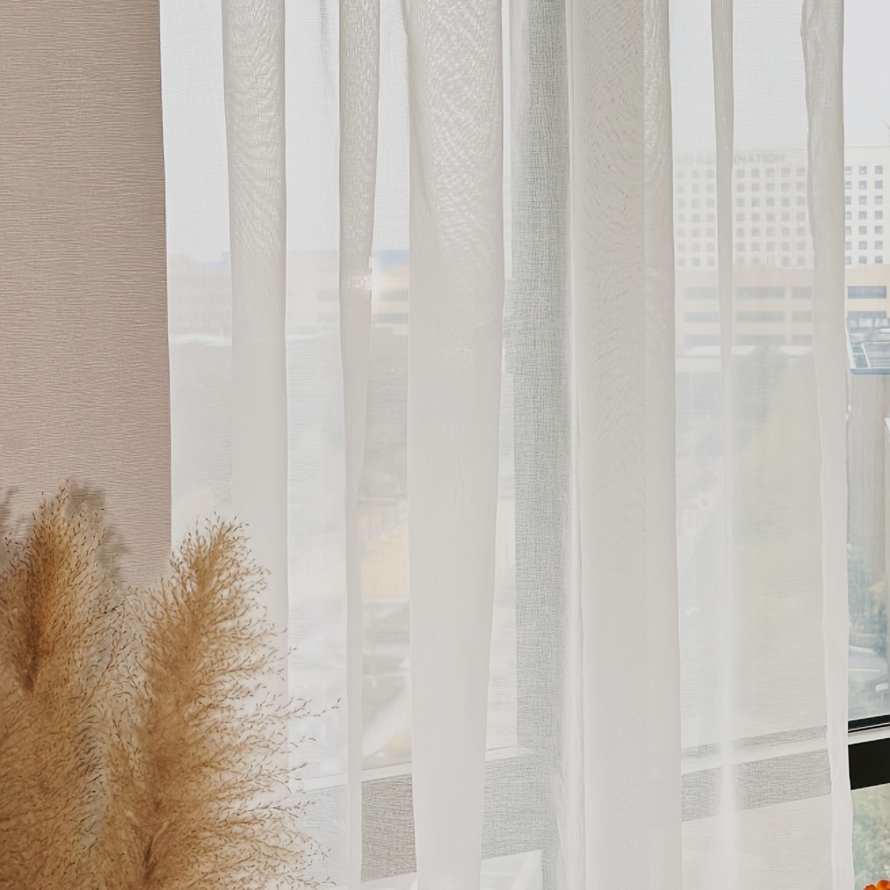 1pc, Extra Large Sheer Curtain, 7cm Top Rod , Lightweight And Breathable Fabric, Light Filtering, Comfortable Touch, And Compatible With Curtains And Window Styles