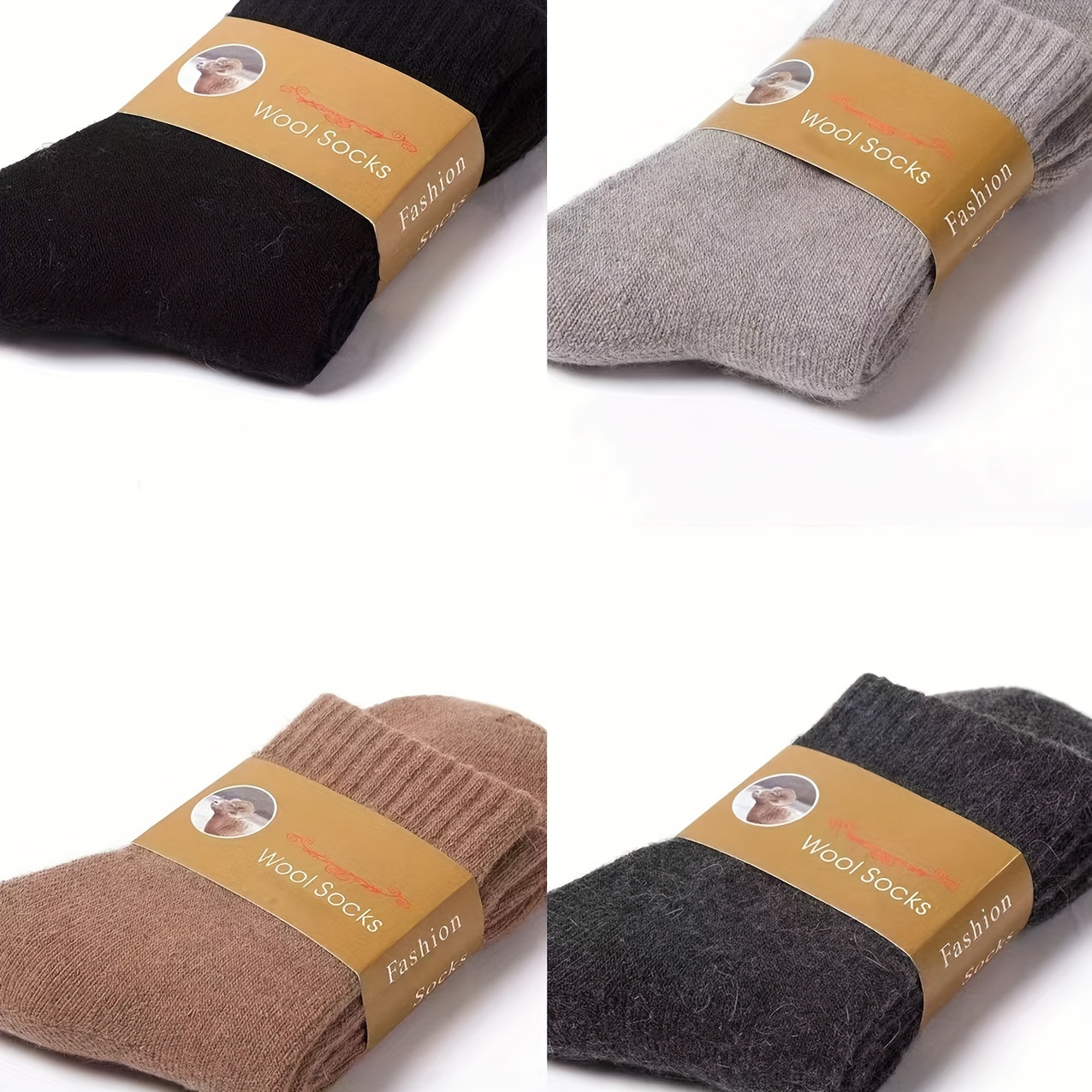 4 Pairs Of Men's Wool Socks, Thickened Winter Socks With Fleece Lining, Extra Warm Men's Mid-calf Socks, Super Thick Cotton Socks For Winter