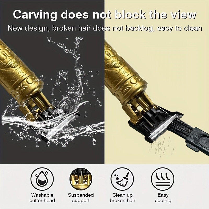 Compact Retro Carved Electric Hair Clipper & Body Hair Trimmer, USB Rechargeable with Built-in Lithium Battery, Portable Design for Travel, ABS Material, 400mAh Capacity