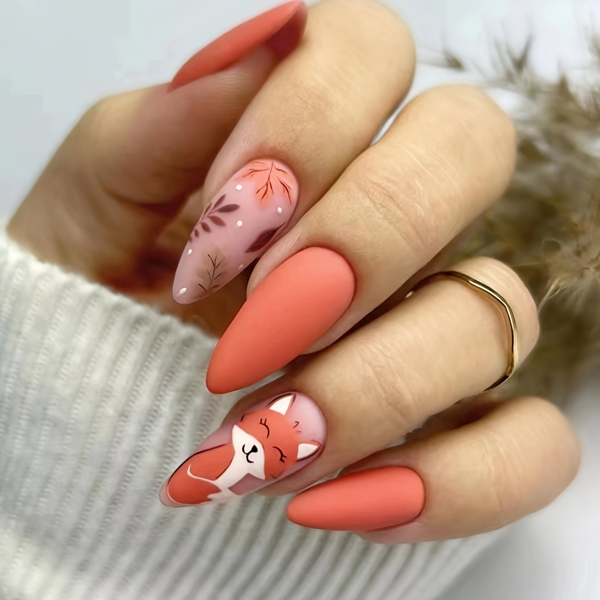 

[customer ] 24pcs Cute Squirrel & Press-on Nails Set - Medium Shape, With Jelly Adhesive & Nail File Included - Women