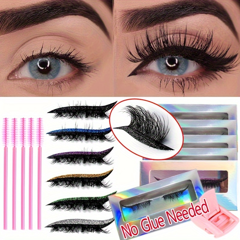 

Easy-apply Self-adhesive Eyeliner & False Eyelash Stickers - Waterproof, Reusable For Parties, Halloween, Christmas | Glitter Accents, Eye Makeup Kit, 12pcs