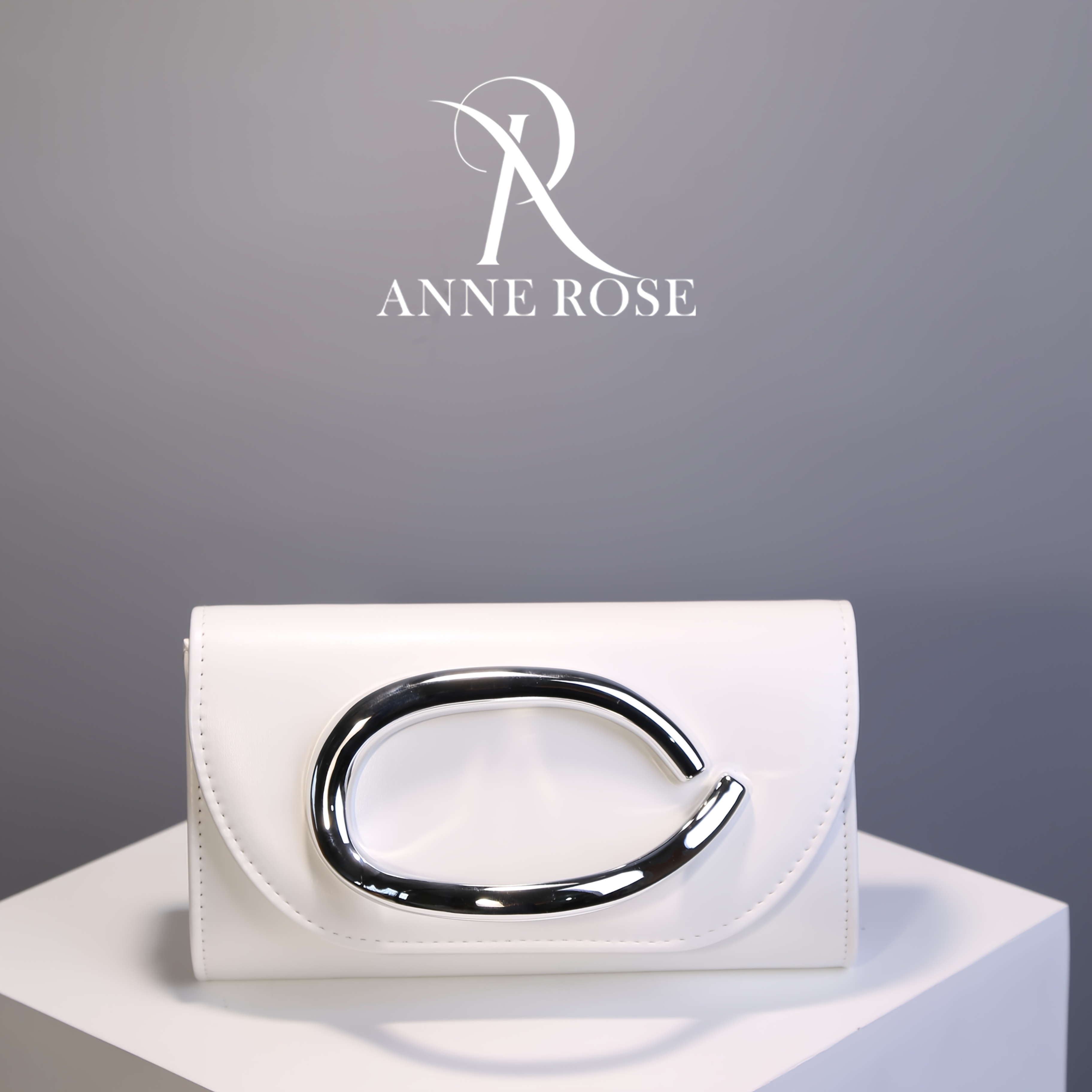 Image of A Sophisticated And Elegant White Patent Clutch With Crossbody Strap, Perfect For Party Evening Gowns And Wedding Accessories