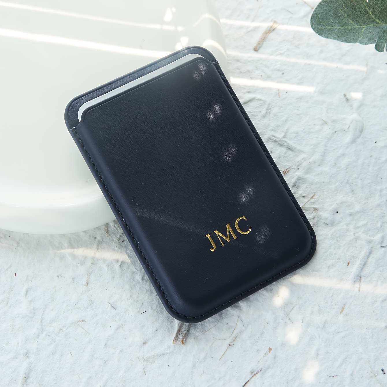 TEMU Custom Magnetic Wallet With Personalized Golden Monogram For Iphone 12-17, Featuring Magnet Strength And Made From Vegan Faux Leather