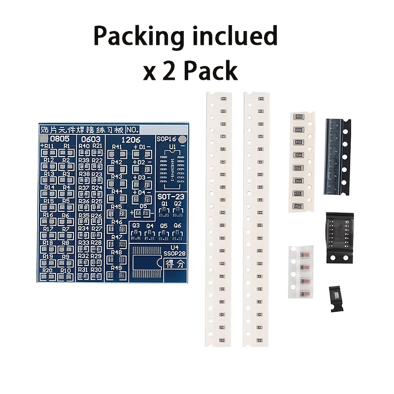 TEMU 2 Sets Of Maker Starter Smd Soldering Practice Boards, Beginner Soldering Practice Kit, Diy Smd Smt Soldering Training Board, Compatible With