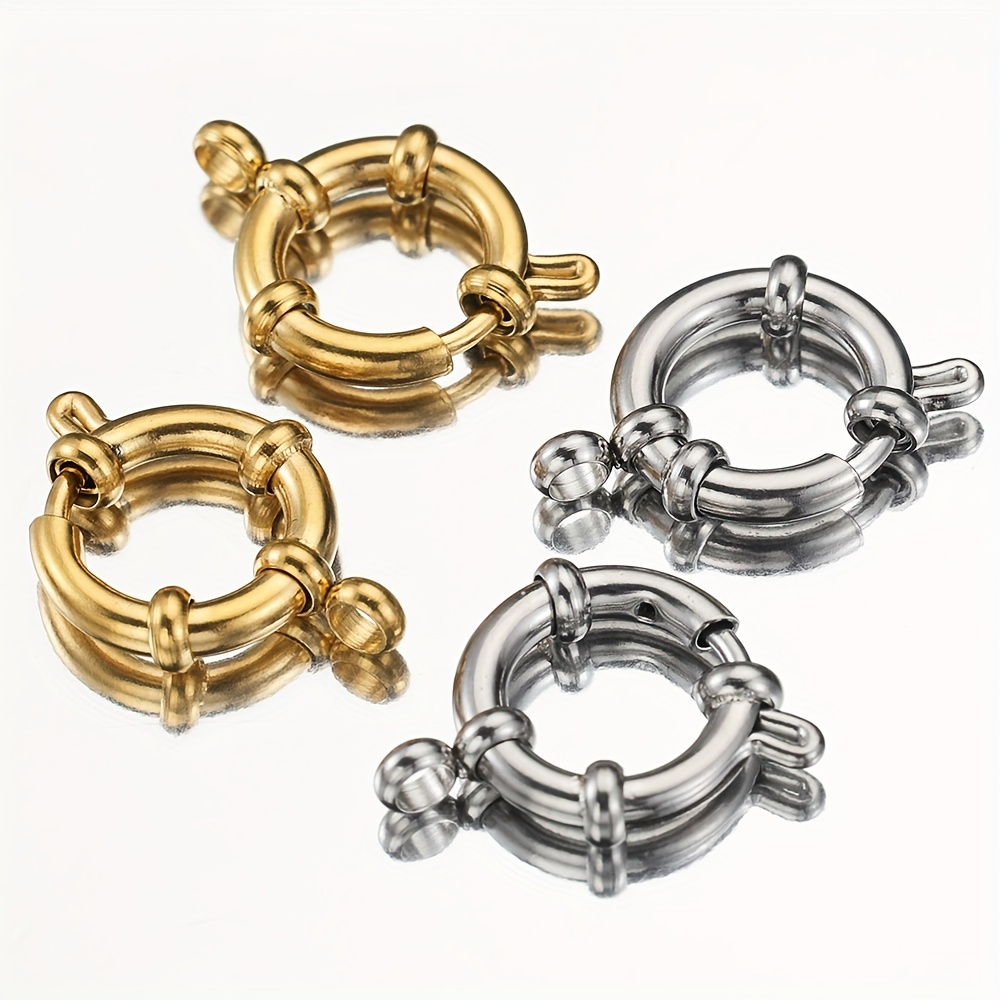 

Mingxuan 4-pack 304 Stainless Steel Sailor Clasps, Fashion Jewelry Making Supplies, Round Spring Charms For Diy Necklaces, Bracelets, And Accessories