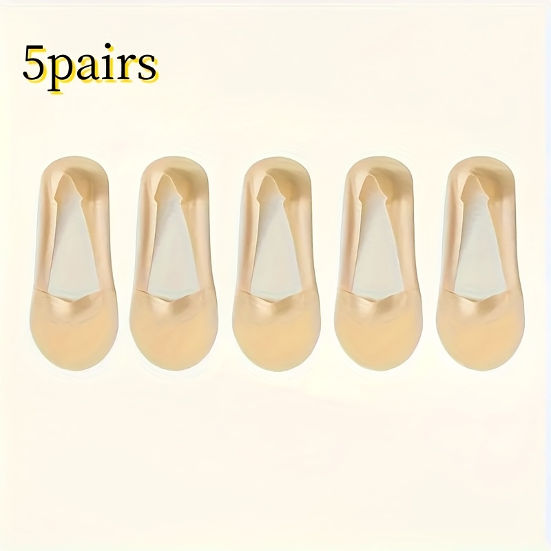 5 Pairs Of Random Solid Color Socks, Non-slip Breathable Low-cut Invisible Socks, Women's Long Socks And Hosiery