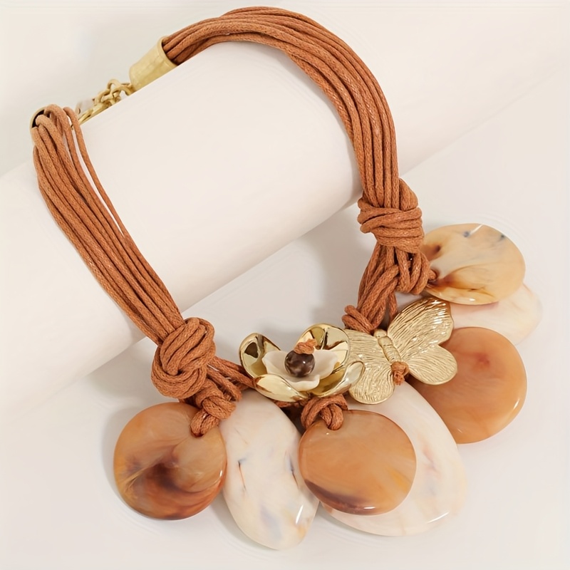 TEMU 1 stuks Modieuze Vlinder Bloem Geometrische Resin Hanger Ketting - Geschikt voor Dagelijks Gebruik en Feestjes