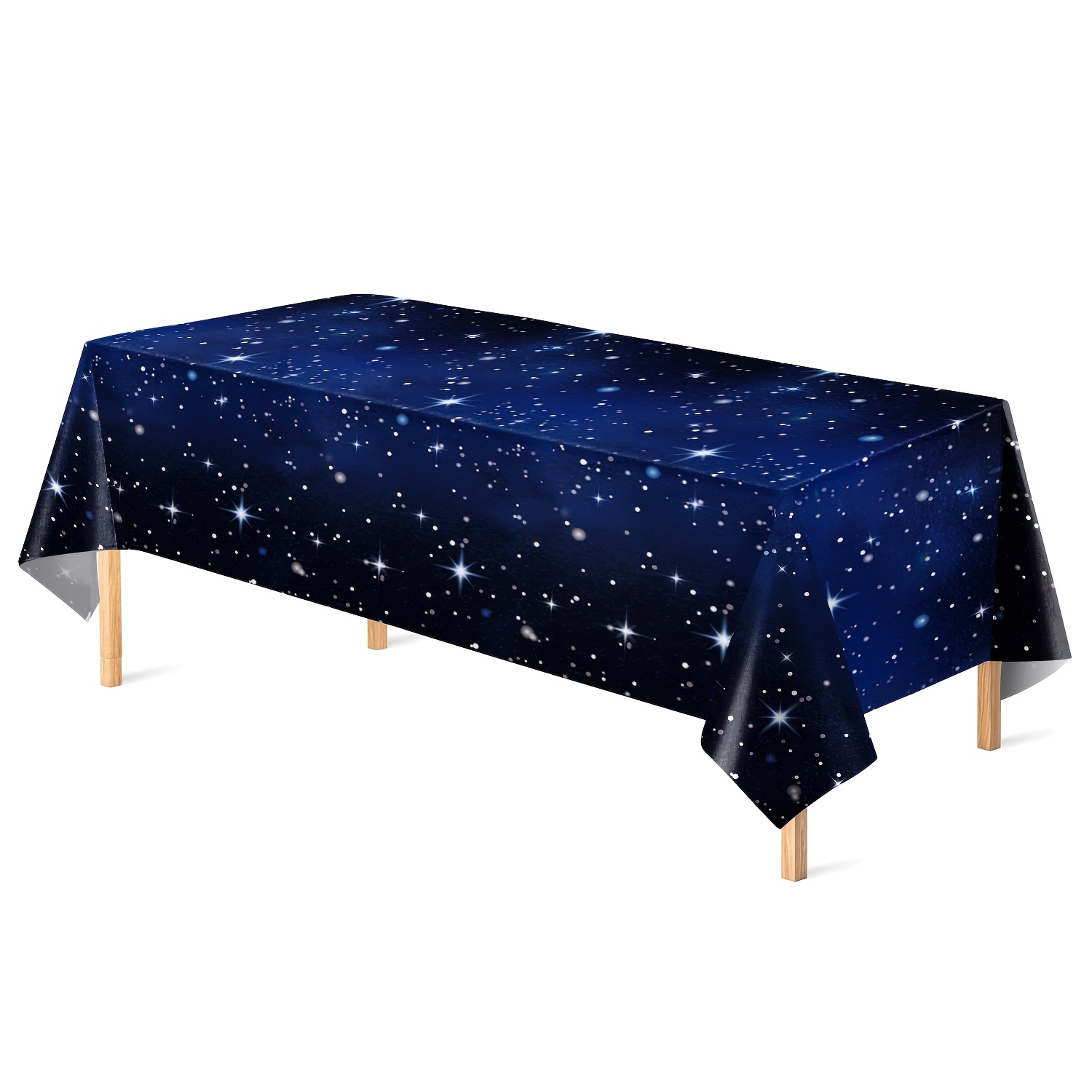 TEMU 1 mantel desechable de plástico con diseño de noche estrellada espacial, 137X220Cm, mantel de plástico decorativo de galaxia, suministros para