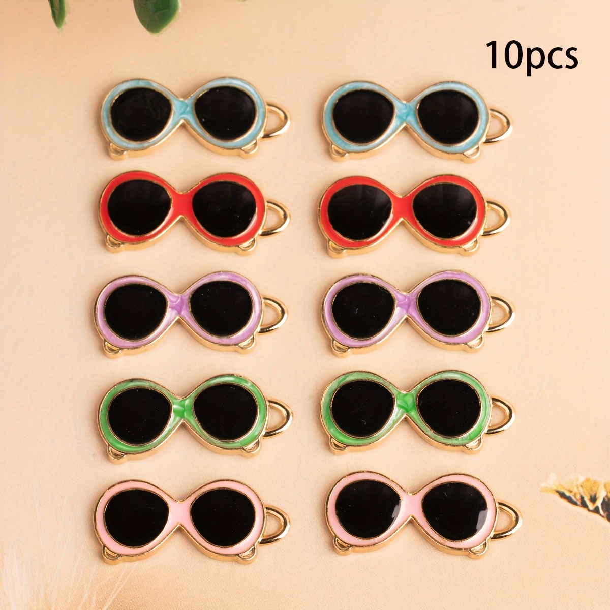 TEMU 10pcs Glasses Shape Charm Alloy Pendant, Making Accessories For Necklace Earrings Bracelet Key Chain Phone Chain