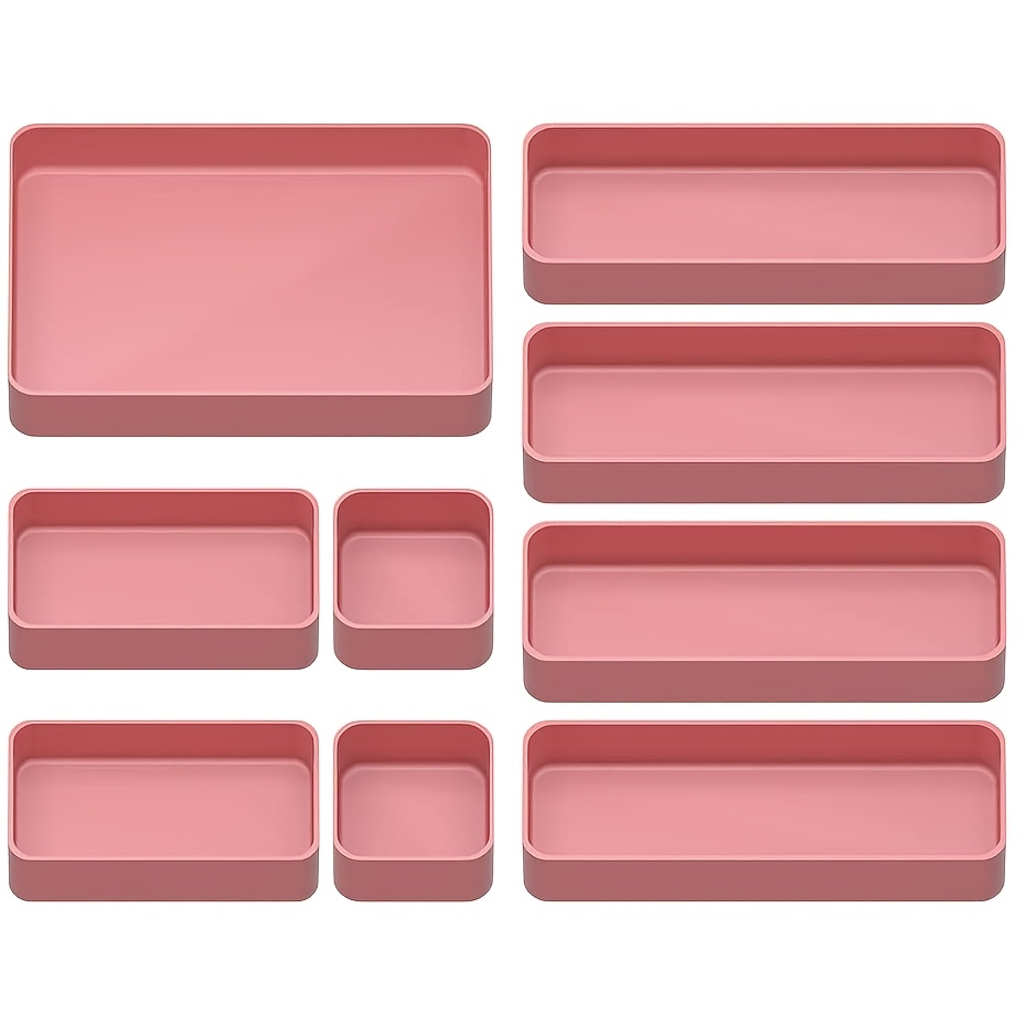 TEMU 9pcs Stackable Drawer Organizer Trays Set, Multifunctional Stackable Storage Trays For Vanity, Bathroom, Kitchen, Desk Drawer Organizer Office.