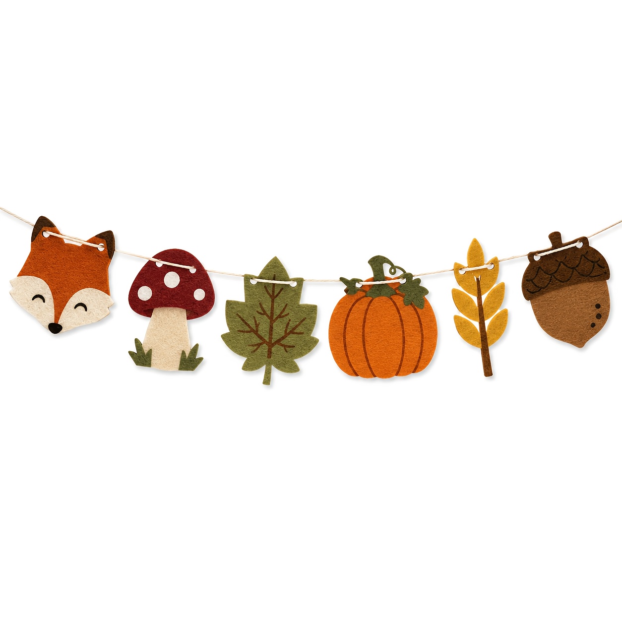 TEMU 6pcs, Guirlande de Thanksgiving Automne Bannière Feutre Rustique Ferme Récolte Renard Citrouille Feuille d'Érable Décor de Fête Maison Cheminée