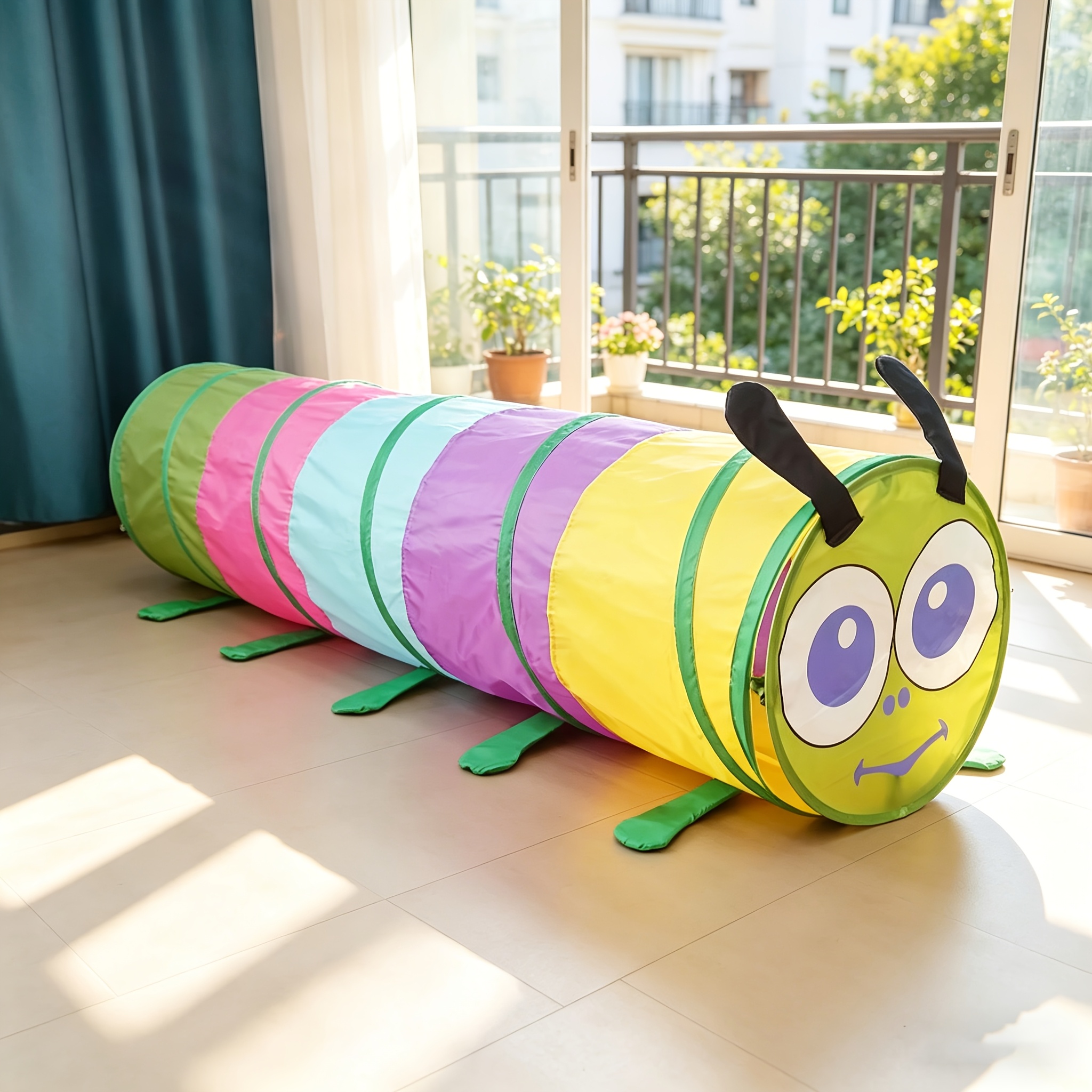 Image of For Caterpillar Kids Play Tunnel, Toddler Pop-up Crawl Tunnel, Indoor And Outdoor Use, Colorful Design